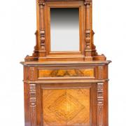 Aufsatzspiegel als Eckmöbel gebaut, Nussbaum um 1890 restauriert sehr selten 125 b 43 t 240 h 2000 €
