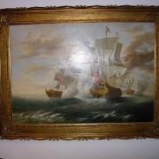 Ölbild im Goldstuckrahmen Kriegsschiffe  Kopist um 1900 120 b 92 h 650 €